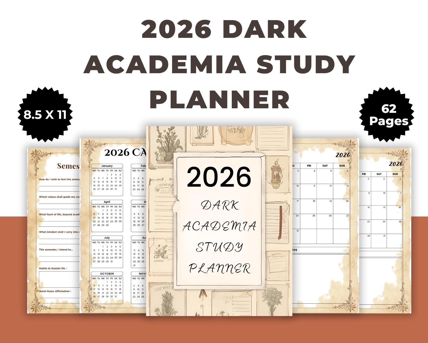 2026 Dark Academia Study Planner: Student Academic Organizer (digital ...