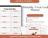 5-Year Goal Planner: Long Term Vision Template (Digital Download)