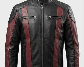 Ręcznie robiona męska kurtka motocyklowa z prawdziwej skóry bydlęcej l Kurtka motocyklowa Cafe Racer dla motocyklistów