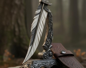 Handmade D2 Steel Feather Knife with Stag Handle l Survival & Hunting Knives