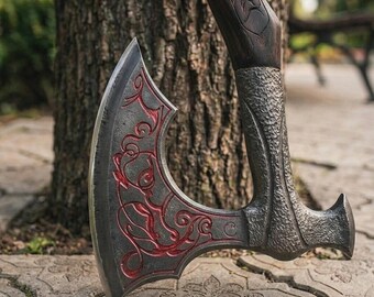 Hand Forged Viking Axe Carbon Steel with Leather Sheath | Bushcraft Camping Woodworking & Collector's Axe