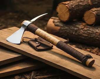 Camping Tomahawk Spike Axe with Leather Sheath Bushcraft