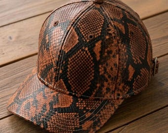Handgefertigte Snakeskin Baseball Cap l Luxus Unisex Caps, Pythonleder Cap