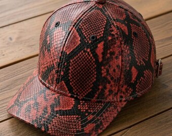 python leather Cap, Embossed snakeskin caps l Handmade Luxury exotic animal skin cap Streetwear