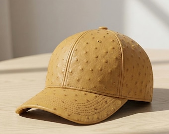 Straußenprägung Leder Baseball Cap Luxus Leder Unisex Hut