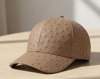Handgefertigte Geprägte Straußenleder Baseballkappe l Luxuskappen Straußenhaut Hut Lederkappe herren