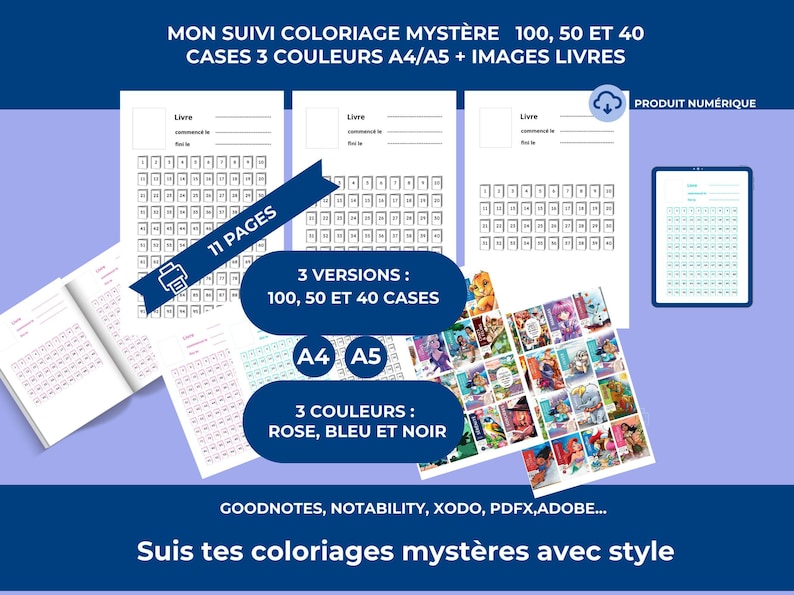 Planilha de colorir em PDF para imprimir | Livros de colorir A4 e A5 | Planilha de colorir | Colorir por números e mistério | Goodnotes imagem 2