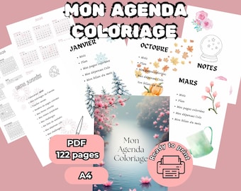 Coloring Planner A4 – 122 Pages | Coloring & Expense Tracker | Adult Coloring Planner | High-Quality PDF Printable or Tablet