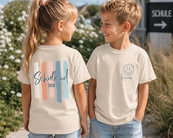 Maglietta per bambini "Schoolchild 2026" - Maglietta per il primo giorno di scuola per bambine e bambini - Maglietta pastello - Regalo per il primo giorno di scuola - Personalizzata