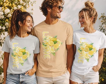 Unisex T-shirt with lemon print, summer shirt made of organic cotton, fresh design, summer outfit, feel-good shirt, holiday feeling, tea