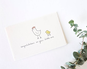 Baby Congratulations - Cute Hen and Chick Card - Little One
