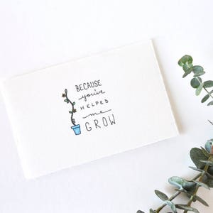 Simple carte de remerciement - Fête des mères et fête des pères - Parce que vous m’avez aidé à grandir