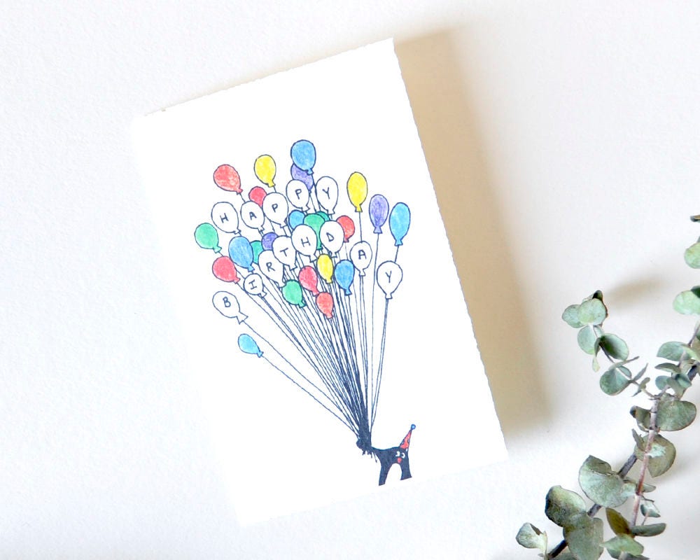 Cute Birthday Card - Happy Birthday Balloons - Etsy