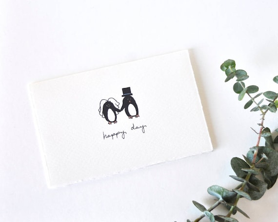 Cute Wedding Card Simple Penguin Bride And Groom Drawing Etsy Personalize it with photos & text or purchase as is! etsy