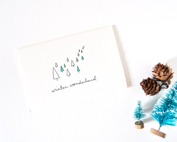 Simple Christmas Card Winter Forest Drawing Winter Etsy Simple Christmas Card Winter Forest Drawing Winter Etsy