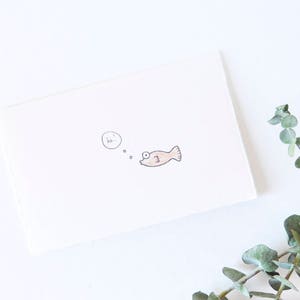 Cute Greeting Card Thinking of You Simple Fish Drawing Hi image 1