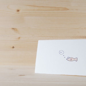 Cute Greeting Card Thinking of You Simple Fish Drawing Hi image 2