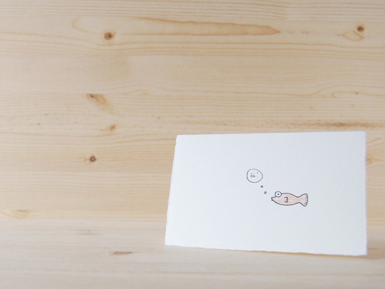 Cute Greeting Card Thinking of You Simple Fish Drawing Hi image 2