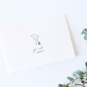 Cute Get Well Soon Card -  Simple Bird with Cast Drawing - Thinking of You Card - Get Well Soon