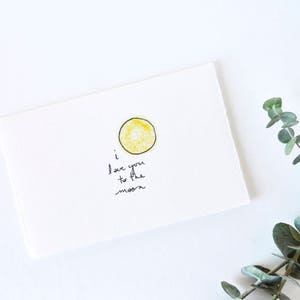 Cartão de amor doce - desenho bonito da lua - eu te amo até a lua