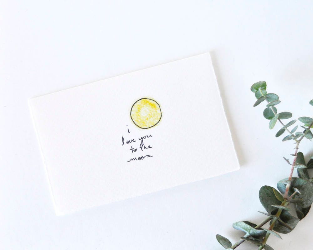 Sweet Love Card Cute Moon Drawing I Love You to the Moon - Etsy