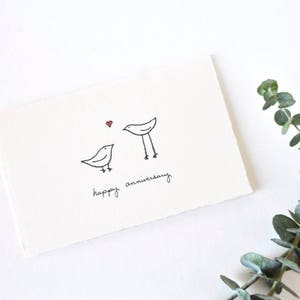 Jolie carte d’anniversaire - Simple Love Birds Drawing - Joyeux anniversaire