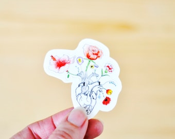 Waterproof Eco-Friendly Sticker - Flower Heart