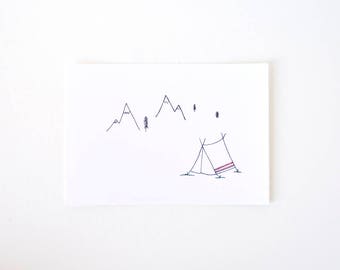 Simple Line Art - Limited Edition Print - In the Mountains