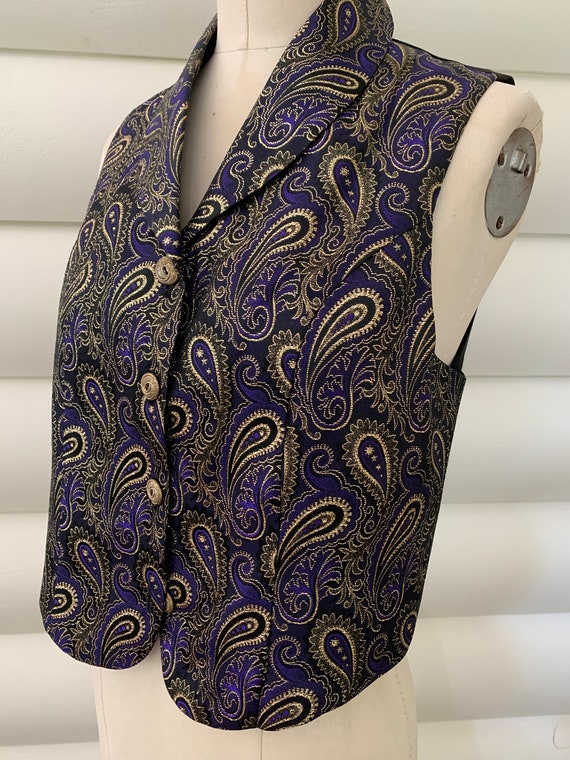 Purple and Gold Metallic Brocade Waistcoat | by A… - image 3