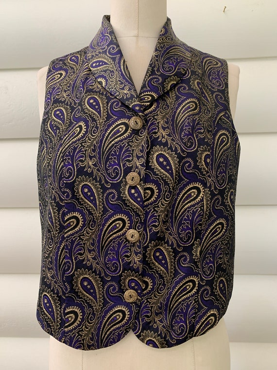 Purple and Gold Metallic Brocade Waistcoat | by A… - image 2