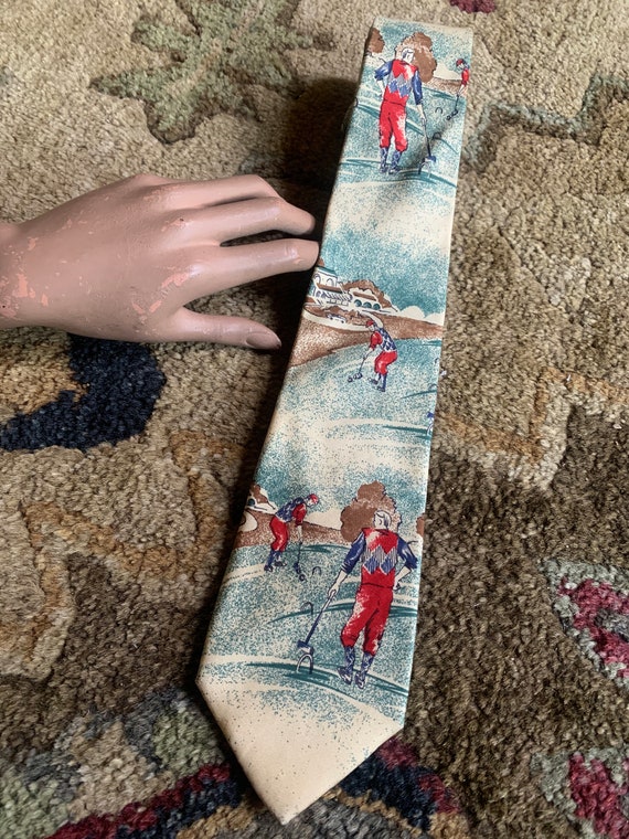 All Silk Vintage Croquet Scene Tie | Chaps by Ral… - image 3