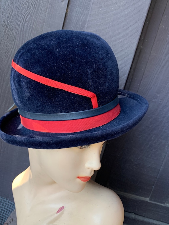 Velour Hat by Mr. John Classic | Blue and Red Buck