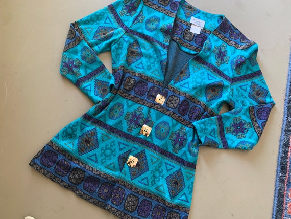 1980s Turquoise Tribal Print Jacket | Lady Carol … - image 2