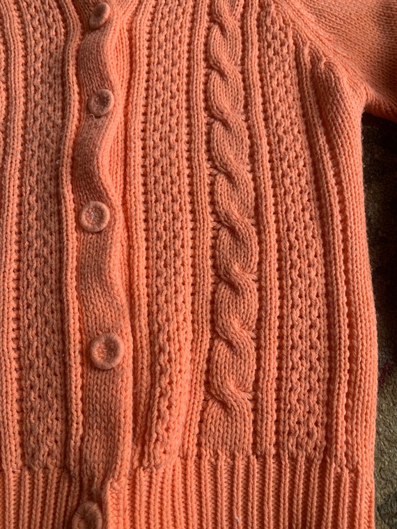 Orange Sherbet Colored Cable Knit Cardigan | Made… - image 5