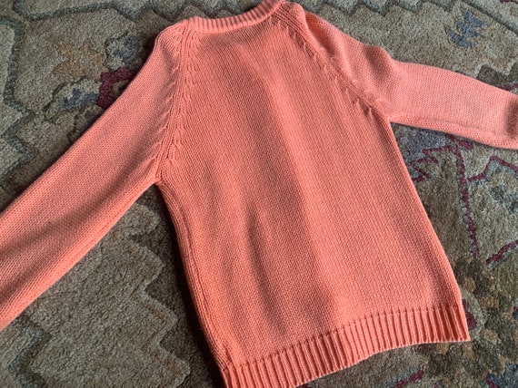 Orange Sherbet Colored Cable Knit Cardigan | Made… - image 3