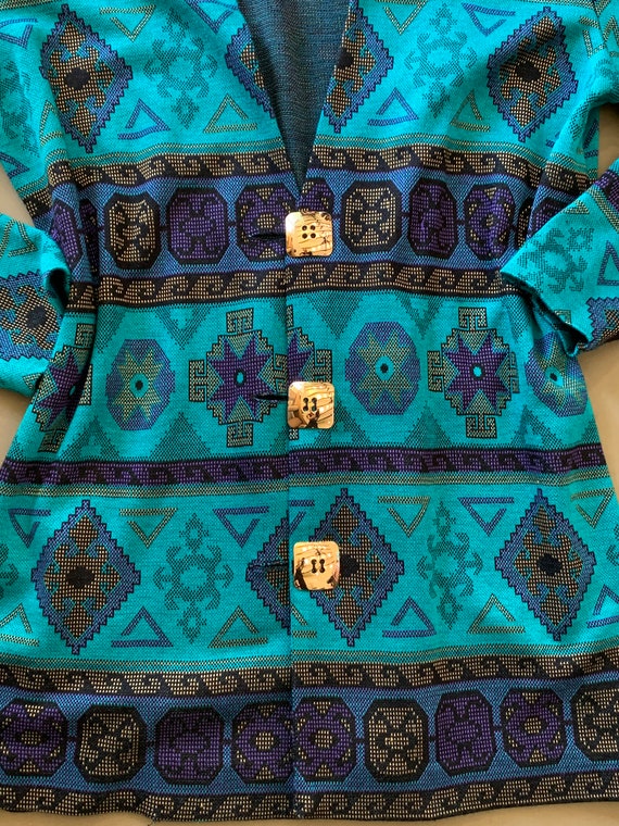 1980s Turquoise Tribal Print Jacket | Lady Carol … - image 6