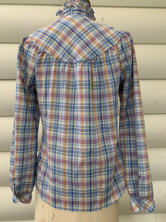 Plaid Shirt by Langtry | High Ruffled Collar | Co… - image 3