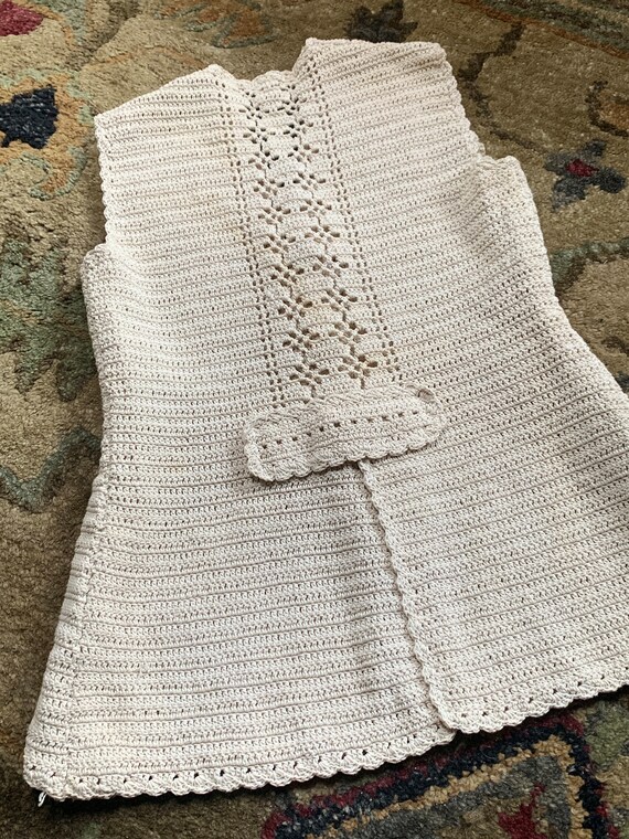 Black Sleeveless Crochet Sweater Vest With Metallic Buttons