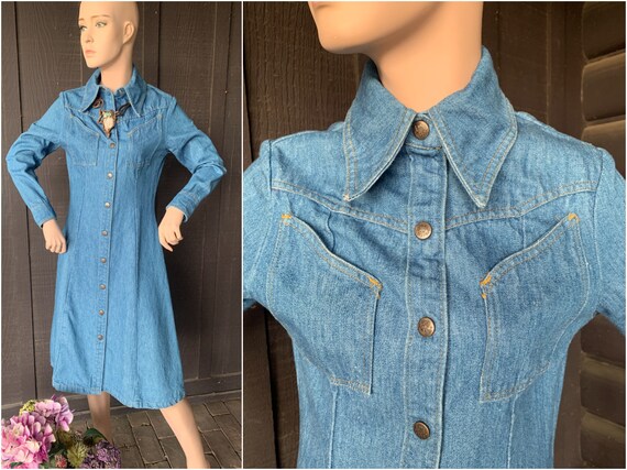 Denim Duster Dress by Landlubber 1970s 