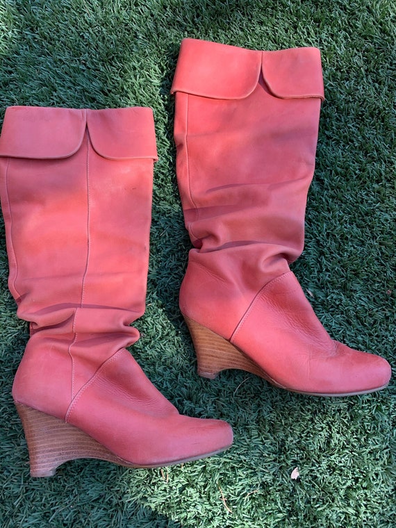 Funky 1980s Slouchy Style Pink Boots from Naughty