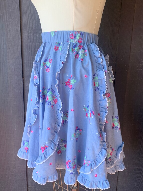 Petite Jeri Bee Square Dance Skirt | Blue Polyest… - image 3