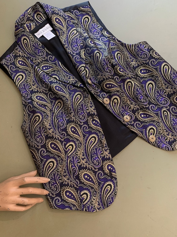 Purple and Gold Metallic Brocade Waistcoat | by A… - image 1