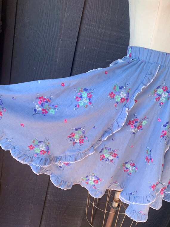 Petite Jeri Bee Square Dance Skirt | Blue Polyest… - image 4