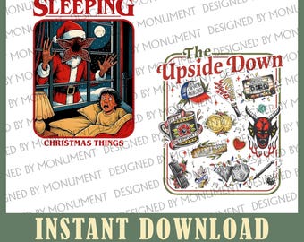 Welcome to the Up & Side Down PNG, Stranger Inspired Christmas Design, Vintage Creepy Ugly Xmas, Retro 80s Sci-Fi Holiday, Digital Download