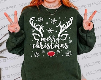 Subtle Anti Trump Christmas Reindeer PNG, Funny FDT Hidden Message Shirt Design, Protest Anti MAGA Holiday, Political Humor Digital Download