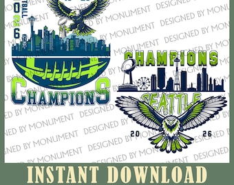 Seattle Football Champions 2026 PNG, Seattle Hawk Shirt Design, Football Champion Graphic, Seattle Fan Shirt, Sports Championship PNG