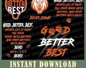 Good Better Best Motivational PNG, Inspirational Bear Graphic Design, Positive Mindset Quote, Coach Encouragement Pullover Digital Download