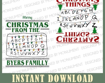 Stranger Christmas Alphabet Lights PNG, Funny TV Show Holiday Design (Digital Download)