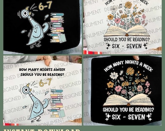 Reading 6-7 Nights PNG Bundle – Teacher Meme Digital Download