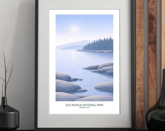 Park Narodowy Isle Royale – Plakat podróżniczy z okresu Mid Century Modern